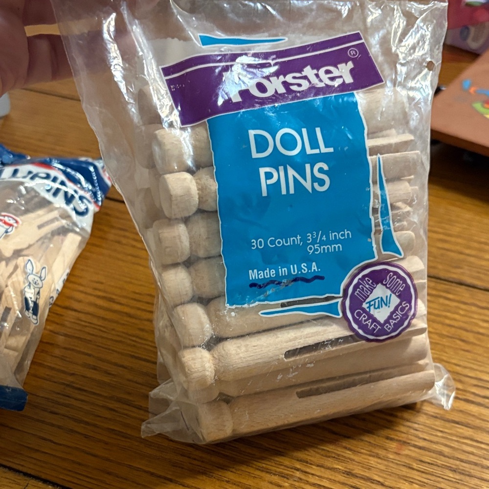 Natural Wood Doll Pins